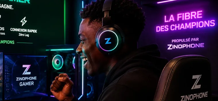 Joueur ZINOPHONE Gamer en pleine victoire